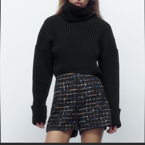 Zara ShortsZara Structured High-Waisted ShortsColor: Blue/Red